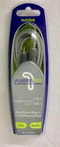 TECH+LINK WIRES 1st SINGLE RCA PHONO PLUG TO 2 RCA PHONO PLUG (OFC) 1.5M - Picture 1 of 2