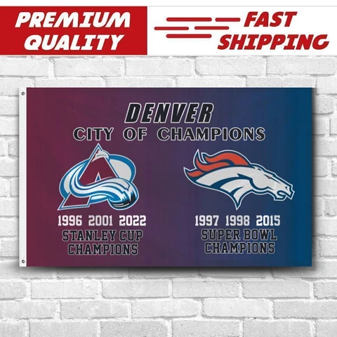 Premium Flag Colorado Avalanche & Denver Broncos City Of Champions 3x5 ft Banner Cover