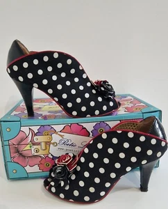 Poetic Licence Rekindled Flame UK 5 EUR 38 nero bianco a pois tacco a spillo - Foto 1 di 14