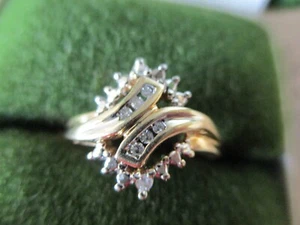 VINTAGE 10K YELLOW GOLD DIAMOND (8) COCKTAIL/CLUSTER RING SIGNED F -SZ 6 - 2.19g - Picture 1 of 24
