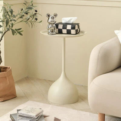 LIFELOOK Metal Small Round Side End Table Vintage Home Matte Coffee Drink Cocktail Table