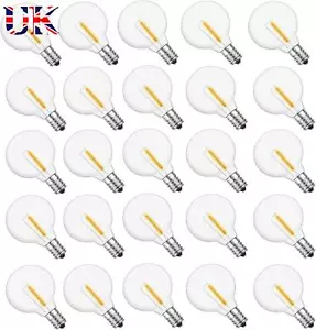 25 Pack G40 LED Replacement Bulbs Light Bulbs Edison E12 Clear Glass Globe Bulbs - Picture 1 of 24