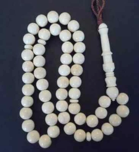 Antique Old Natural White Worry Prayer Beads Ottoman Islamic Misbaha 62g - Picture 1 of 13