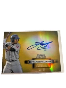 FRANCISCO LINDOR 2012 BOWMAN STERLING GOLD REFRACTOR PROSPECT ON CARD AUTO /50 $ - Picture 1 of 2