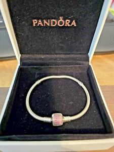 Pandora Signature Pave Clasp Bracelet Pink CZ 9.1" Free Shipping