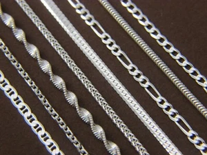 Sterling silver necklace sturdy solid 925 silver chains - Picture 1 of 19
