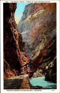 Royal Gorge Canyon of Arkansas River PUENTE COLGANTE Colorado CO Postal - Imagen 1 de 2