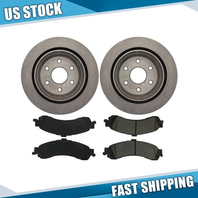 For Chevrolet Tahoe 2000 2001 2002 - 2006 Rear Brake Rotors + Brake Pads Kit - Image 1 of 4