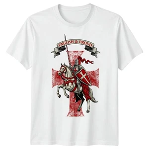St Georges Day T-Shirt England Ritter Pferd englische Flagge Herren Damen Unisex Top - Bild 1 von 43