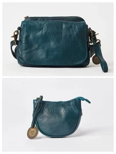 Wanderers Trieste Leather Crossbody Bag Santorini Card Wallet Azzurra Dark Teal - Picture 1 of 19