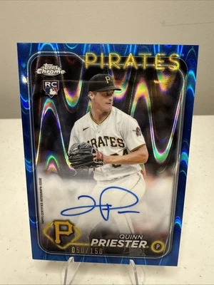 2024 Topps Chrome Quinn Priester Rookie Auto Blue Ray Wave Refractor /150 Brewer - Image 1 of 3