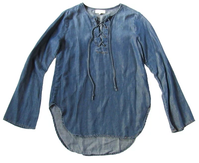 Camisa túnica de mezclilla cambray con cordones Cloth & Stone Anthropologie XS Foto 1 de 4