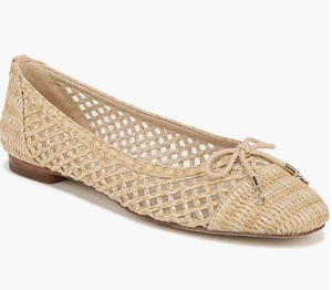 💠SAM EDELMAN Women’s 7.5 M May Dark Natural Ballet Flats Woven Cap Toe Bow NEW - Picture 1 of 12