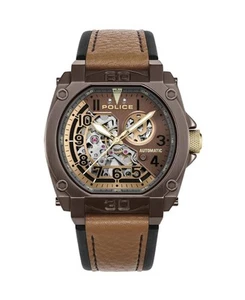 POLICE Men Analog Automatic Casual Watch Classic Dress Brown Dial Waterproof Ova - Picture 1 of 5