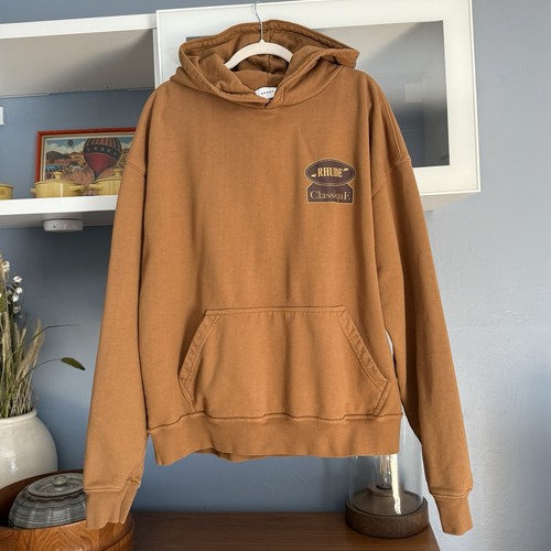 Felpa con cappuccio Rhude Classique logo marrone chiaro pullover taglia M