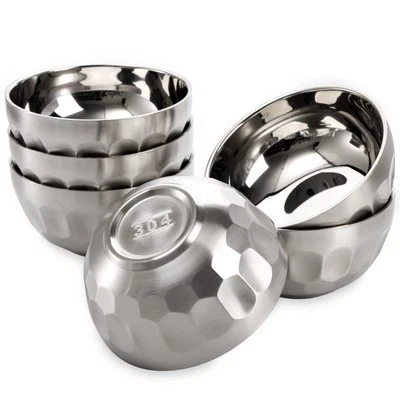 6 Pack 18/8 Stainless Steel Snack & Soup Bowls, 15 Oz Non-slip Double-walled ... - Image 1 of 4