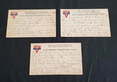 Three 1918 WWI USA AEF Censored Postcards - Good Content - Image 1 of 4