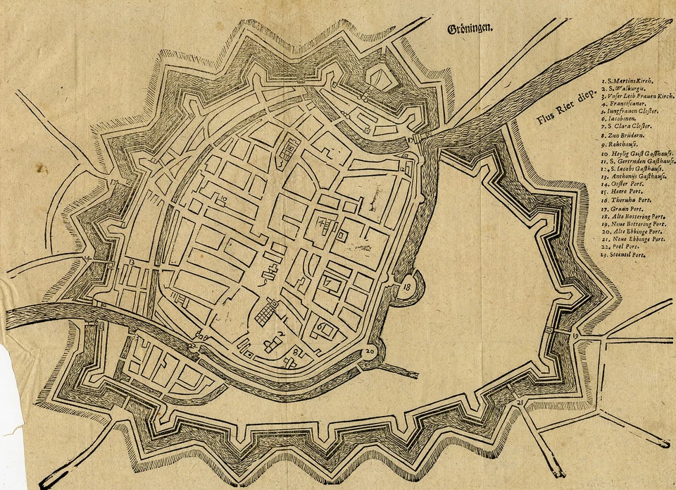 Antique Map-TOPOGRAPHY-HISTORY-GRONINGEN-NETHERLANDS-SERLIN-Anonymous-1672 - Image 1 of 4