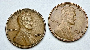 1936-P  & 1936-S Lincoln Wheat 1c Pair ~ EF / AU?!  ~ Nice! ~ Bargain! ~ F04 - Picture 1 of 4
