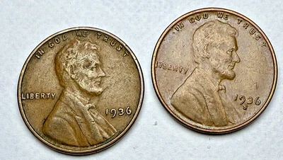 1936-P  & 1936-S Lincoln Wheat 1c Pair ~ EF / AU?!  ~ Nice! ~ Bargain! ~ F04 - Image 1 of 4