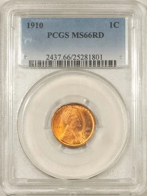 1910 LINCOLN CENT - PCGS MS-66 RD, SCREAMING RED & EXCEPTIONALLY NICE! - Image 1 of 3