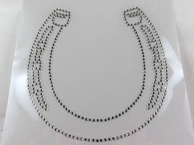 Hotfix Bügelbild Strass Pferde Reiten Logo Glück Hufeisen Farbwahl 130602 - Bild 1 von 2