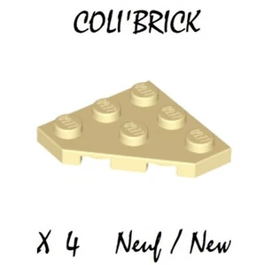 Lego 2450 - 4x Aile / Wedge, plate 3x3 cut corner - Beige / Tan - NEUF - Imagen 1 de 1