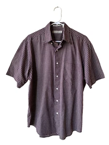 Munsingwear mens Wrinkle Free Plaid Shirt size Medium Burgundy Button Down - Picture 1 of 4