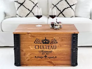 Truhe Couchtisch Holz massiv Wohnzimmertisch Truhentisch Kiste vintage shabby - Bild 1 von 7