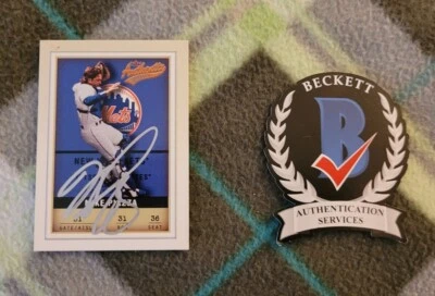 Mike Piazza signed 02 Fleer Authentix Baseball Card IP auto Beckett COA #BK94743 - Image 1 of 4