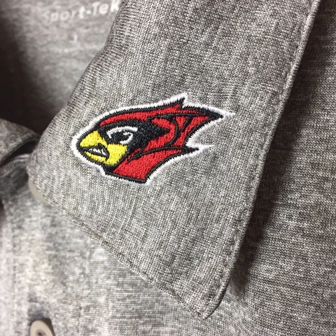 Men's Louisville Cardinals Polo Shirt Size Large Gray Short Sleeve Embroidered Cover