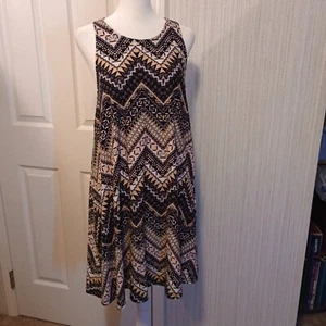 Women's Jersey Tank Dress Size M Multicolored A-Line Boho Keyhole Aztec City EUC - Picture 1 of 8