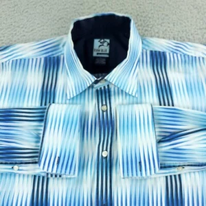 Raw Blue Shirt Mens Large Blue Business Office Preppy French Cuff - Picture 1 of 12