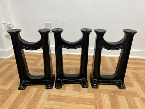 Vintage Industrial TABLE LEGS SET cast iron metal work bench ends MACHINE AGE x3 Cover