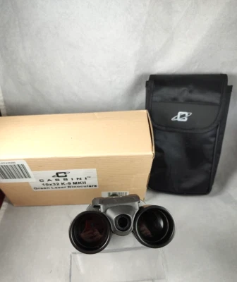 Cassini Day/Night Green Laser 10x32mm Prism Binoculars Model K-9MKII Case & Box - Image 1 of 4