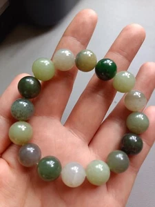 Various colors Hetian jade Bracelet 12mm Nephrite Hand String Minor blemishes - Picture 1 of 16