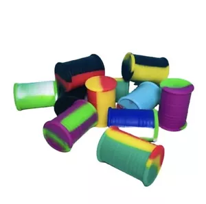 Pack Of (10) 11 Ml Barrel Silicone Wax Containers, Non-stick Oil Jars, Stash Jar - Picture 1 of 1