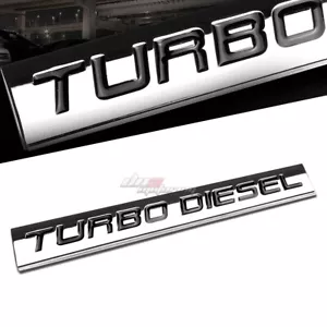 ALUMINUM STICK ON POLISH CHROME BLACK TURBO DIESEL DECAL EMBLEM TRIM BADGE LOGO - Bild 1 von 3