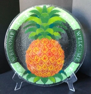 Peggy Karr Vidrio Fundido Bienvenida Piña 11.25" Plato Firmado  - Imagen 1 de 8