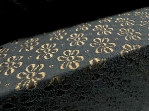 Cotton Lace Dress Fabric, Per Metre - Daisy Flower Design - Black - Picture 1 of 3