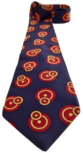 Vintage DEAUVILLE TIE 4” x 55” Blue w/Orange & Red Circles 100% Silk USA - Picture 1 of 6