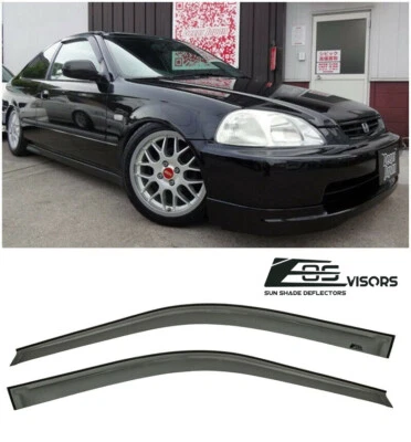 Viseras EOS para 96-00 Honda Civic Coupe JDM Deflectores de ventana lateral tintados ahumados Foto 1 de 4