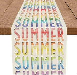 Summer Table Runner Gradient Summer Table Runners 13x48 Inch Seasonal Holiday... - Picture 1 of 5