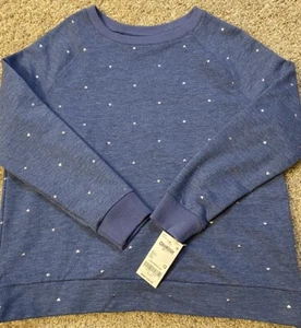 OSHKOSH B'Gosh Girls Heather Blue Sweatshirt 12 Big Kids with Silver Hearts NWT - Picture 1 of 3