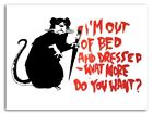 BANKSY STREET ART *FRAMED* CANVAS PRINT I'm out of bed rat 20x16" stencil -