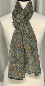 Liberty of London ‘Benjamen’ 100% Mulberry Silk Scarf Georgette Chiffon 63x200cm - Picture 1 of 6