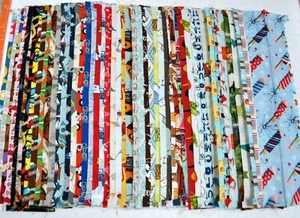 I Spy Novelty Boy Fabric Strips, 50 different pieces, 100% cotton - Picture 1 of 1
