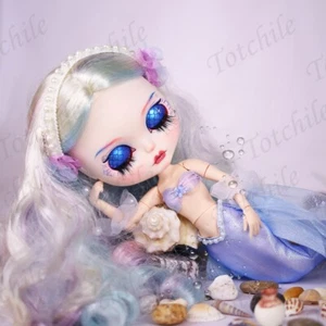 12" Blythe doll Nude hand makup mermaid carved lips face mixed hair Joint body - Picture 1 of 5