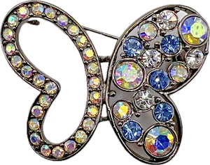 Lia SOPHIA AB und blaue Kristall SCHMETTERLING BROSCHE Anstecknadel Rotguss Modeschmuck - Bild 1 von 7