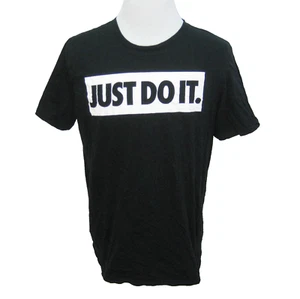 NIKE Herren (Größe Large) schwarz Kurzarm 100 % Baumwolle Grafik Logo T-Shirt Oberteil - Bild 1 von 4